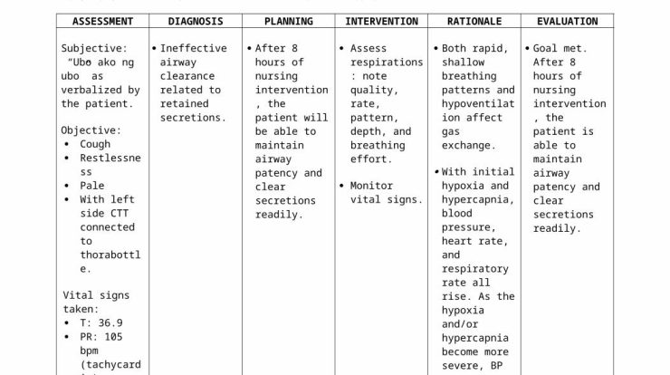 Pleural effusion nursing care plan