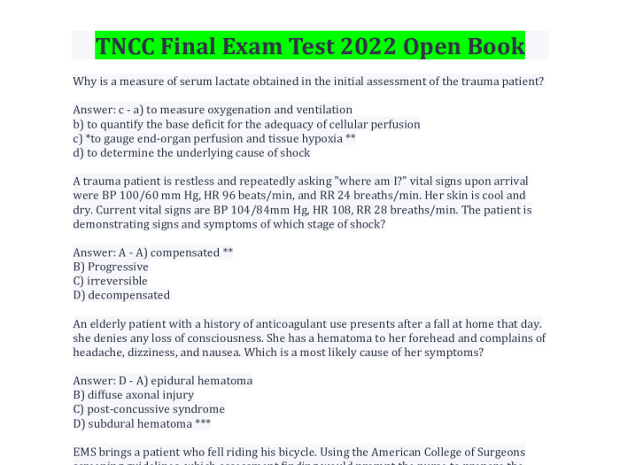 Tncc test answers 8th edition