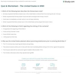 America in ww1 worksheet answers