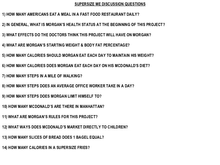 Super size me questions and answers